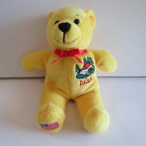 Idaho YELLOW TEDDY BEAR 8" long American Flag THE GEM STATE Plush & Beans
